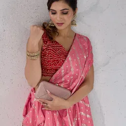 PBS PRINTS Floral Woven Design Zari Dola Silk Saree With Blouse Piece-21