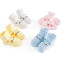 KIDOfash Kids Set of 4 Cotton Animal Face Printed Socks-picture-6