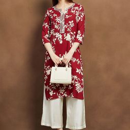 Melange by Lifestyle Women Floral Printed Gotta Patti Kurta-image-89