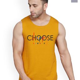 SLOWLORIS Pack Of 2 Printed Combed Cotton Gym Vests VSL26 CMB(CHS MUSTARD)(LOUD BLACKGREY)-image-40