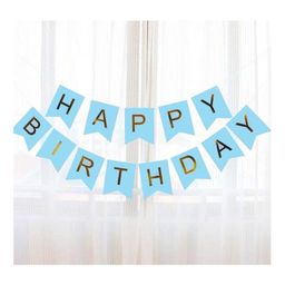 Amfin Happy Birthday Banner - Blue & Golden-image-47