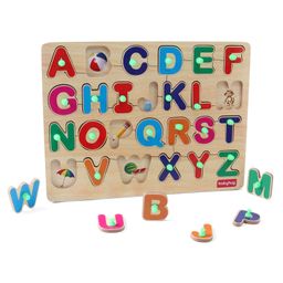 Babyhug Wooden Capital Alphabet Knob and Peg Puzzle Multicolour - 26 Pieces-5
