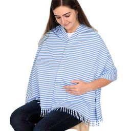 Lulamom Multi Purpose Breast Feeding Nursing Shawl With Mini Stripes - Sky Blue-image-84