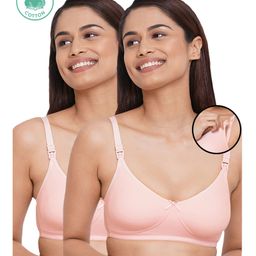Inner Sense Organic Cotton Antimicrobial Feeding Bra Pack of 2 - Pink-image-83