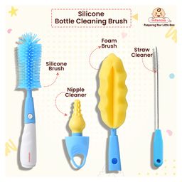 Infantso 4-in-1 Silicone Bottle Cleaning Brush: Deep Clean Baby Bottles, Nipples, and Straws - Blue-image-95