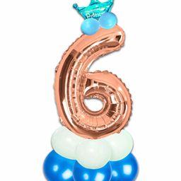Shopperskart Numeric 6th Prince Happy Birthday Balloons Decoration Set Multicolour - Pack of 13-21