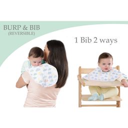 Abracadabra 2 in 1 Reversible Muslin Bib & Burp Pad Lost in Clouds Print - Sea Green-17