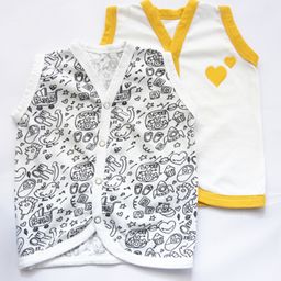 Yellow Doodle Organic Vest - Set of 2 - Yellow Black-image-16