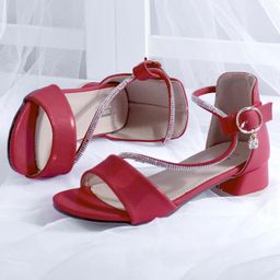 Cute Walk by Babyhug Sandals With Studded Pearls - Red-image-22