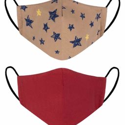 VEA 5 Layered Filtration Cotton Reusable Face Masks Brown Red - Pack Of 2-3