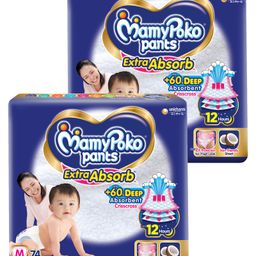 MamyPoko Extra Absorb Pants Style Diapers Medium - 74 Pieces - (Pack of 2)-image-15