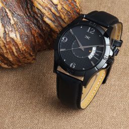 Killer Men Brass Embellished Dial & Leather Straps Analogue Watch KLMO104A-D-23