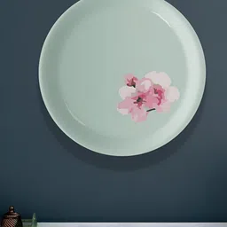 nestroots Green & Pink Floral Printed Ceramic Wall Decor Plate-36