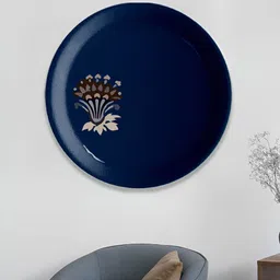 nestroots Navy Blue & Brown Printed Ceramic Mandala Wall Decor-1