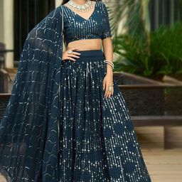 BAESD Embroidered Sequinned Semi-Stitched Lehenga & Unstitched Blouse With Dupatta-picture-0