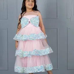 The Lush Affair Girls Embellished Net Layered Dress-image-28