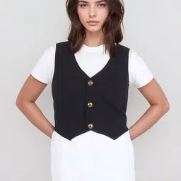 Bunny Corset Women V-Neck Woven Waistcoat-41