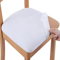HOUSE OF QUIRK Polyster White Chair Seat Cover-image-69