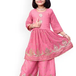 satyamfab Girls Ethnic Motifs Embroidered Gotta Patti Kurta with Palazzos-38