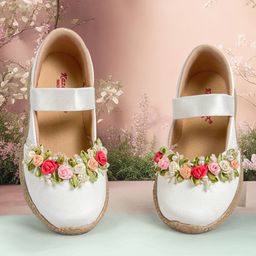 KazarMax Girls White Ballerinas Flats-13