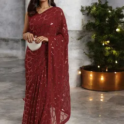 Blissta Embellished Sequinned Georgette Designer Saree-20