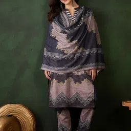 Sangria Self-Design Winter Kurta & Trouser With Dupatta-picture-33