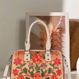 VELUCIA Floral Embellished Oversized Quilted Shopper Satchel-55