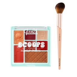 GLAM21 Set Of 2 Scoops Makeup Palette - Caramel Crush & Lord Of Brushes Blusher Brush-47