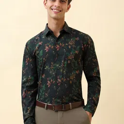 Allen Solly Men Slim Fit Floral Printed Spread Collar Pure Cotton Formal Shirt-picture-16