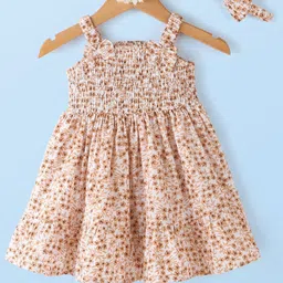 Mark & Mia Girl Floral Print Shoulder Straps Smocked Peplum Dress-image-45