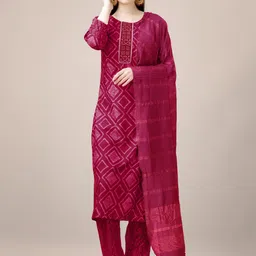 Rujave Women Embroidered Regular Sequinned Kurta with Trousers & With Dupatta-picture-16