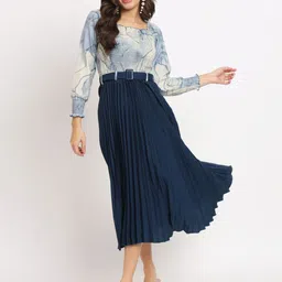 LookShine Floral Printed Shirt Collar A-Line Dress-image-72