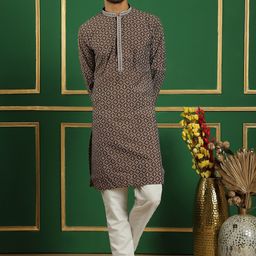 Jompers Ethnic Motifs Printed Mandarin Collar Kurta With Trousers-picture-38