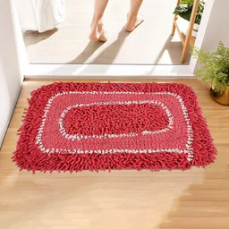 Kuber Industries Red & White 6 Pieces AntiSlip Textured Doormats-image-48