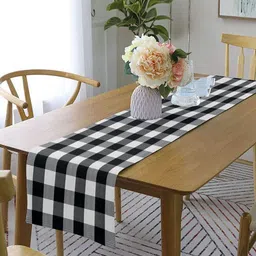 Lushomes 2Pcs Black & White Checked Pure Cotton Rectangular Table Runners-1