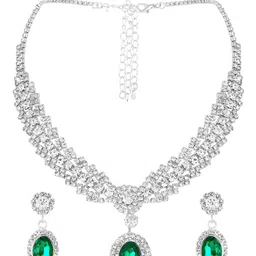 Peora Silver-Plated Crystals & Cubic Zirconia-Studded Jewellery Set-picture-49