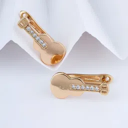 DIMIKI Korean Rose Gold-Plated American Diamond Studded Contemporary Shaped Hoop Earrings-picture-27