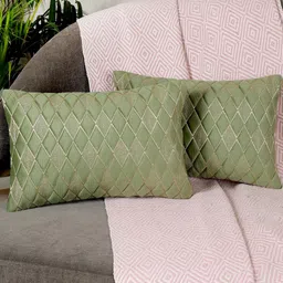 Designer Rectangle Cushion Covers 12x18 Set of 2 | Premium Velvet Sofa Throw Pillow Covers | Stylish Modern Home Dcor | Green Color-image-54
