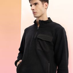 HRX by Hrithik Roshan Mock Collar Pocket Detail Fleece Outdoor Sweatshirt-picture-22