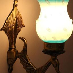 Somil Premium Designer Glass Wall / Night Lamp Elegant & Stylish Dcor Accent for Modern Interiors, Color- Firozi, White, Size:- 21.5 X 26.5 X 33 CM-image-95