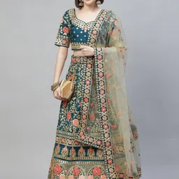DIVASTRI Embroidered Thread Work Silk Semi-Stitched Lehenga & Blouse With Dupatta-picture-17