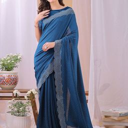 Dhyey Fashion Embellished Beads and Stones Poly Georgette Saree-54