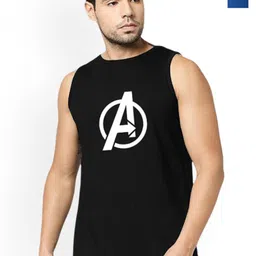 Organic Chics Pack Of 2 Printed Cotton Tank VestsBlack Avenger - Royal Captain_S-picture-13