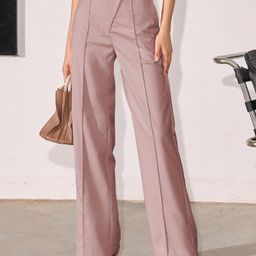 Outzidr Women Solid Straight Fit Mid-Rise Flat-Front Parallel Trousers-image-34