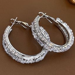 GEHNEY Joy of Jewels Silver-Plated Artificial Stones Studded Circular Shaped Hoop Earrings-image-40