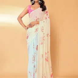 KALINI Floral Poly Georgette Saree-image-46