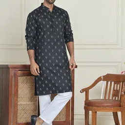 Anouk Floral Printed Mandarin Collar Straight Kurta With Pyjamas-55