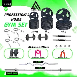 ADRENEX Set Of 29 Standard & Curl Rod Home Gym Combo-0
