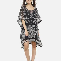 Aditi Wasan Print Kimono Sleeve Chiffon Kaftan Dress-image-7