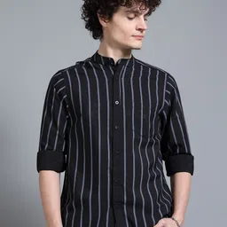 Moda Rapido Black & White Striped Relaxed Fit Oversized Casual Shirt-picture-23